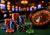 Chipy Casino Welcome Bonus: How to Claim It Chipy Casino welcome bonus concept with casino chips, a roulette wheel, and slot machines in a modern casino setting